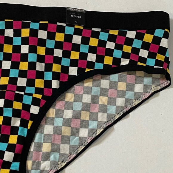 Torrid Panties Underwear Womens Curve Hipster Plus Sz 1 Checkered Multicolor NEW - Picture 4 of 10